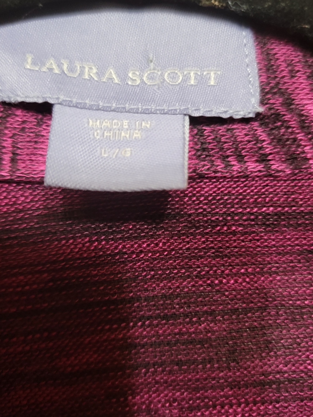 Laura Scott Open-Front Space-Dye Cardigan - Raspberry Color - Picture 4 of 6